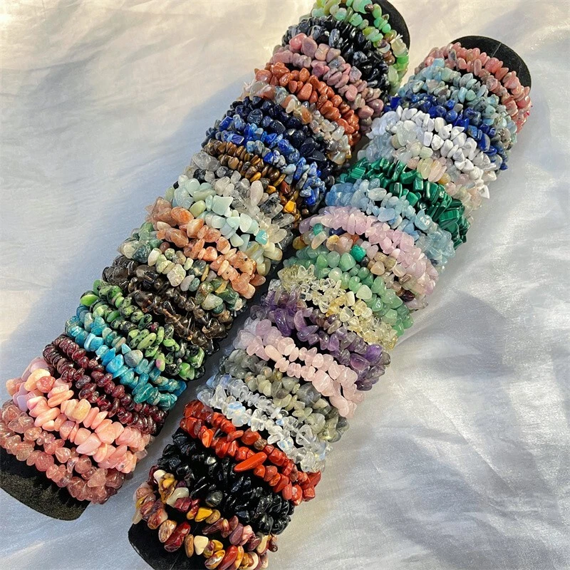 Wholesale 15 pcs Natural Gemstone Bracelet Stretch Chip Beads Crystal  Bracelets