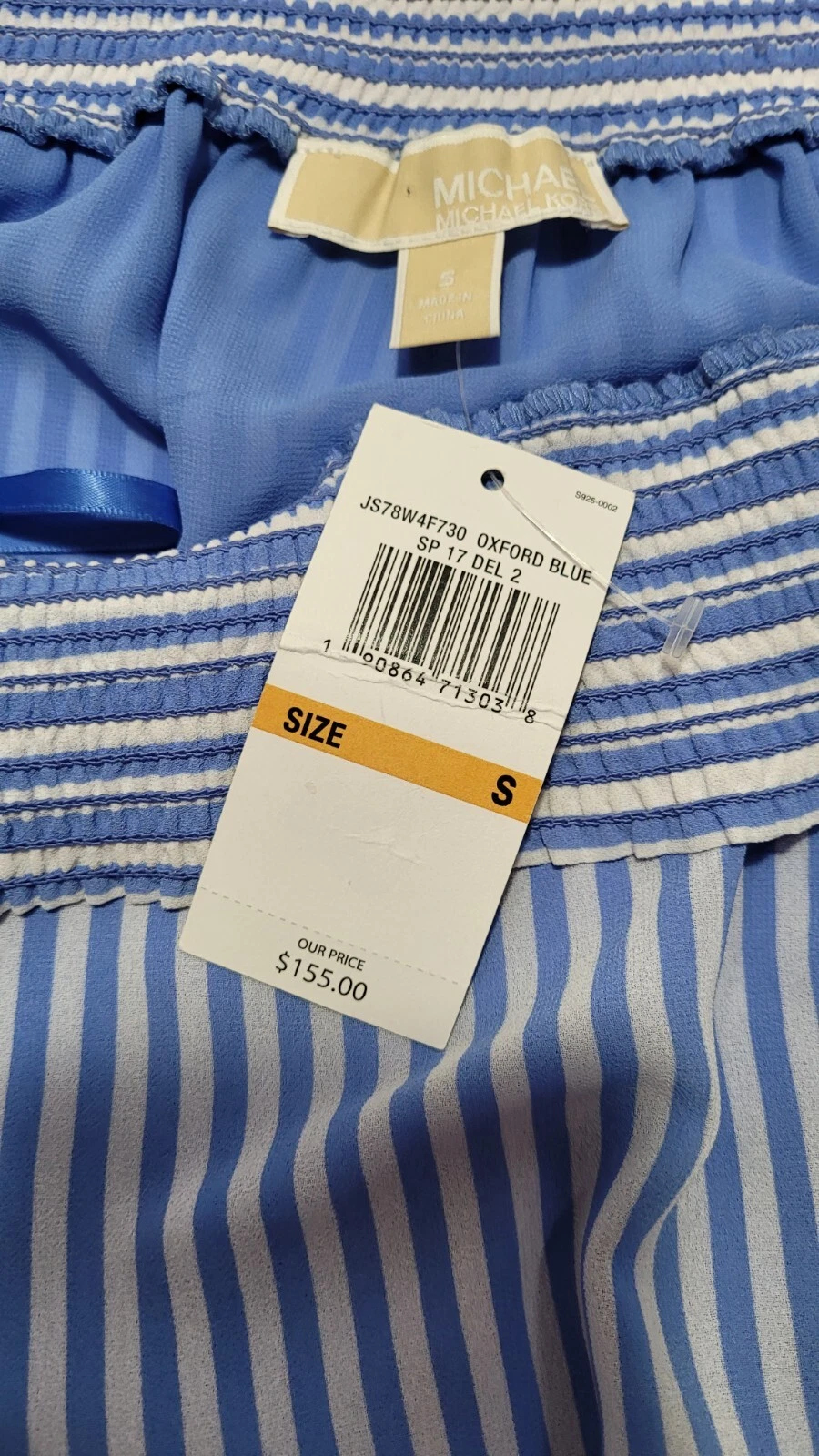 Abito OTTIME CONDIZIONI Michael Kors blu bianco a righe con arricciature S