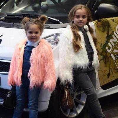 Girls Kid Winter Fluffy Faux Fur Coat Long Sleeve Jacket Girls Kid Winter Fluffy Faux Fur Coat Long Sleeve Jacket