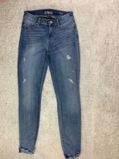 ReWash Size 5 27 Womens Jeans Mid Rise Skinny Distress Stretch Light Wash