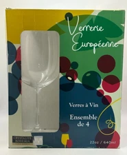 Crystalite Bohemia Wine Glasses Set Of 4 Czech Republic 10" tall 22oz New in Box