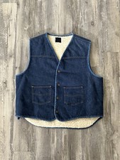Vintage Sears Roebucks Denim Vest XL USA, Sherpa Lined, 46-48