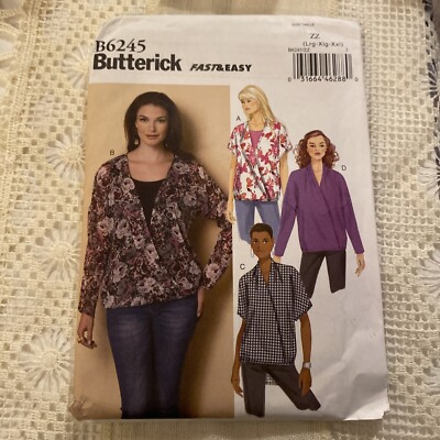 BUTTERICK Sewing Pattern B6245 Women's Loose Top Size LRG-XLG-XXL Fast ...
