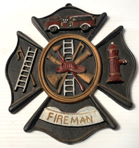 Firefighter Fireman Rescue Cast Iron Sign Plaque Fire Chief Rustic 2+LBS