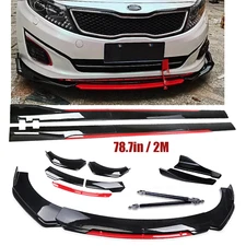 Front Bumper Lip Splitter Glossy Black Red For Kia Forte 10-23 Body Side Skirt