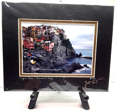 Yuri Lev Cinque Terra Photo Print Signed Harbor Coast of Italy 10x8'' Sealed 2003