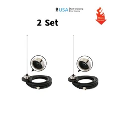 2PC VHF 136-155MHz Antenna Magnet Mount Antenna For Mobile Radio 5M RG-58 Cable