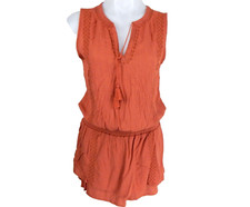 Prana Women's Small Dress Seaview Sky Sleeveless Embroidered Tiered Mini GUC