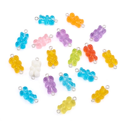 20 Stck. Bunt Gummibärchen Charms Glieder Verbinder 25x11,5x7mm Harz Anhänger
