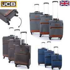 JCB Lightweight Soft Suitcase, 4 Easy Spinner Wheels, Luggage Cabin Bag Case
