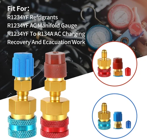 For Car A/C R1234YF To R134A Adapter Kit Quick Couplers Hi/Lo Side Conversion