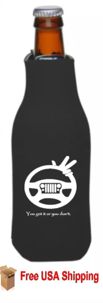 Zipper Black Beer Bottle Insulators Koozie Jeep Wave You get it or you  don't