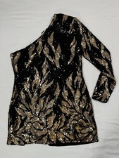 Fashion Nova NWT Black & Gold Sequined Cocktail Dress Womens Plus Size 2XL