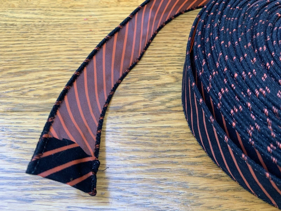 3 Inch Spool of 2” BLACK & ORANGE Striped WIRED EDGE Craft / Floral Ribbon - Image 4 of 4