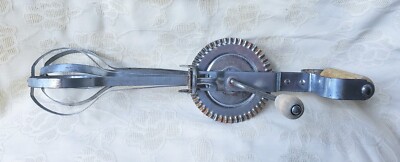 Kitchen Collectible VTG Working  Hand Operated Beater Mixer Center Drive Wood