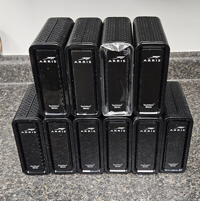 Lot of 10 Arris Touchtone SB6183 Cable Modem 16x4 Chs - Black w/ Power & Eth-net