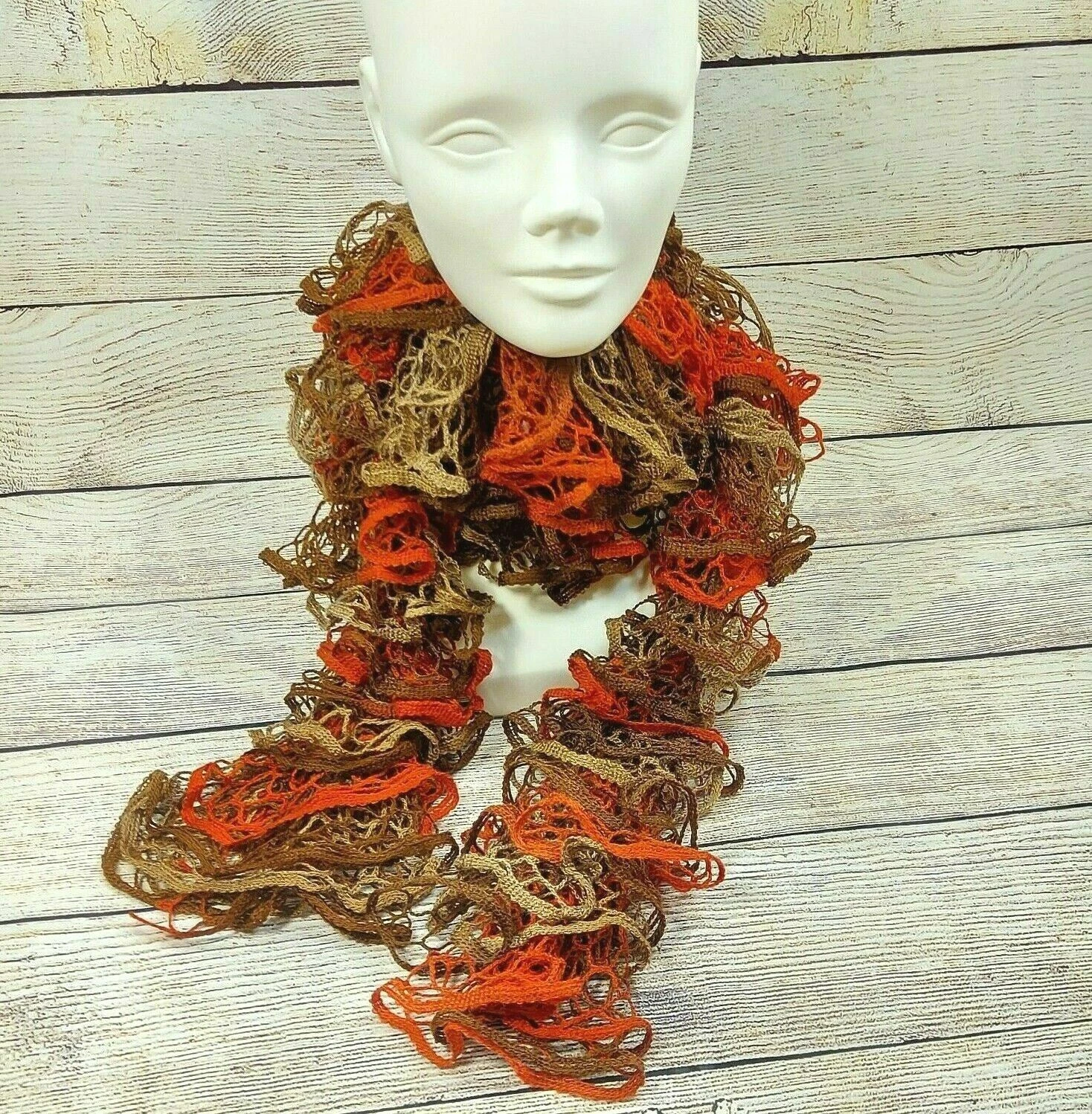 Women Knit Scarf Handmade Warm Crochet Scarves Winter Neck Warmer Gift Red/Brown