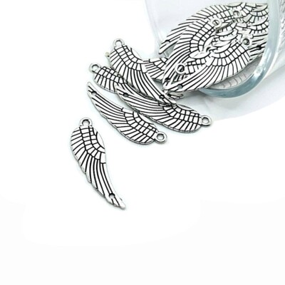 4, 20 or 50 BULK pcs Silver Wing Connector Charms, Angel Wing- US Seller - AS900