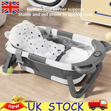 Foldable Baby Bath Tub Ergonomic with Temperature & Cushion Bath Pad +Bath Net