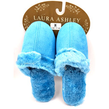 Laura Ashley Glamorous Teal House Slippers Womens Size M 6.5-7.5 NEW