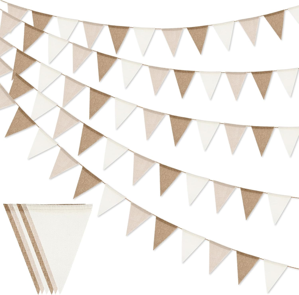 Wimpelkette Outdoor Wetterfest Beige 3 StüCk 4M, Boho Girlande Wimpelkette-image