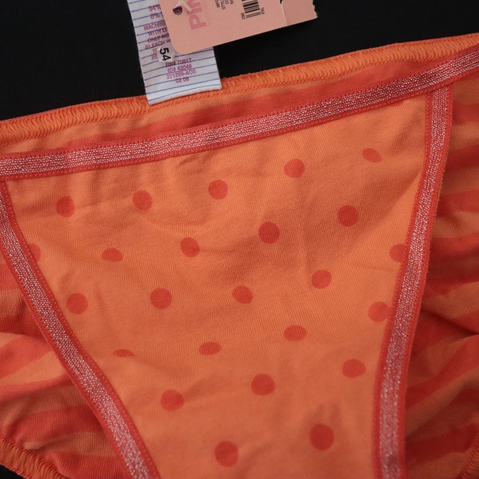 NUEVO Victoria's Secret DE COLECCIÓN ROSA Algodón Raro Patrón Tanga Bikini Panty XS XSMALL Foto 2 de 4