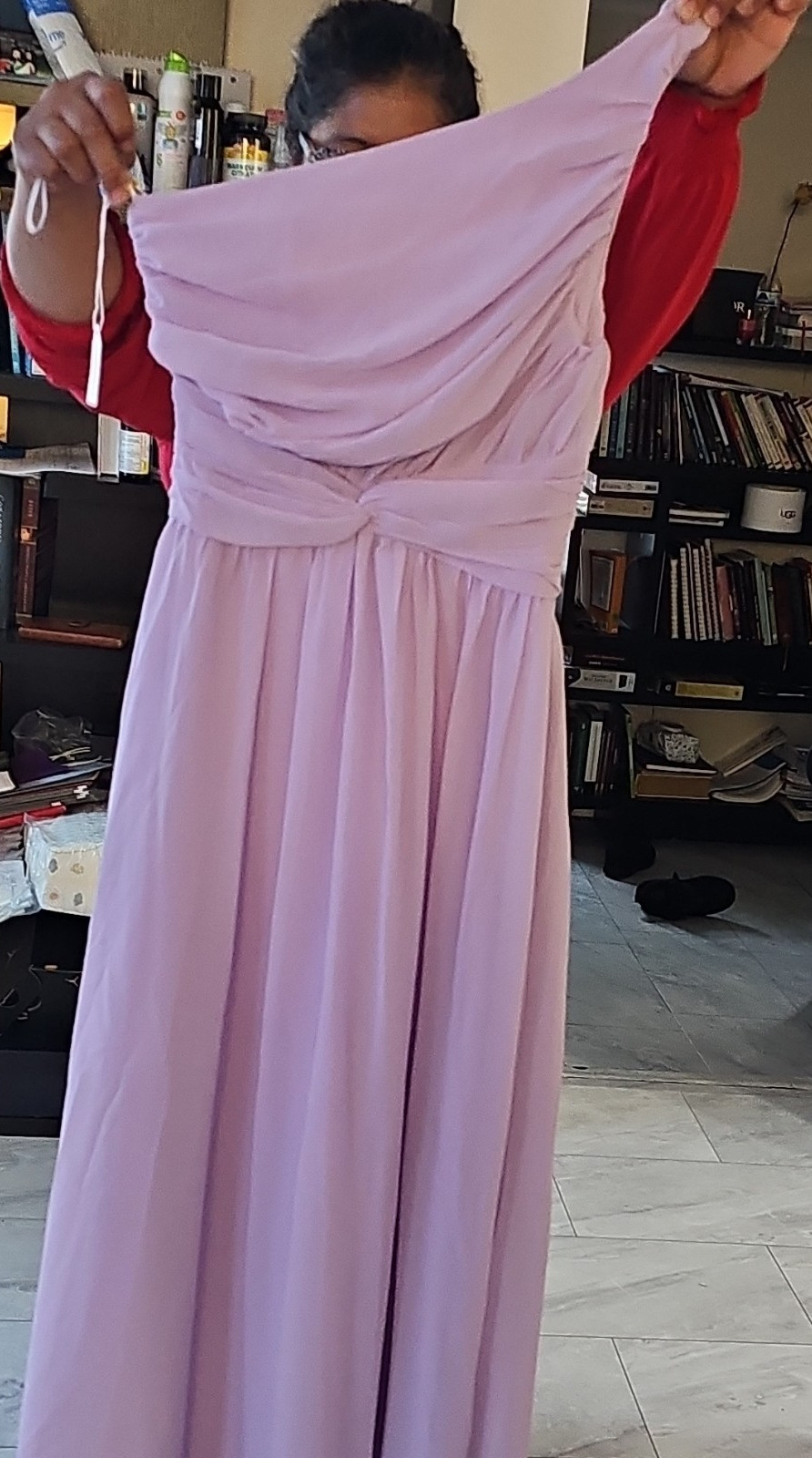 Lavender One-Shoulder Sleeveless Bridesmaid Dress Long Formal Gown Regular