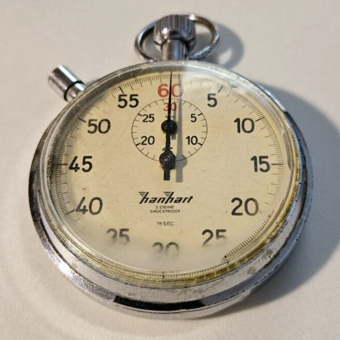 Cronómetro vintage para hombre "HANHART" 3-Steine 1/5 mecánico alemán 3J cronómetro Foto 2 de 4