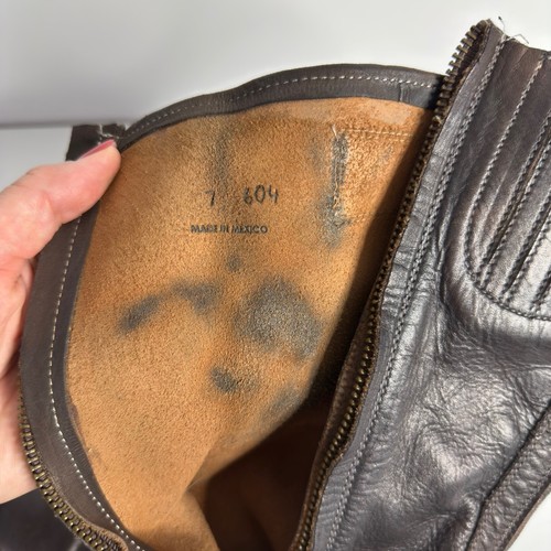 BED STU Cobbler Series Tall Leather Riding Boots Zipper Buckle Brown size 7 - Picture 8 of 9
