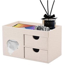 RHCSZ Square Tissue Box Cover with Drawers,Tissue Holder Beige