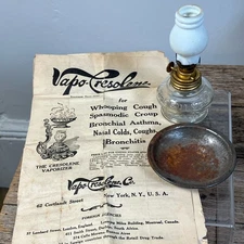 Antique Vintage Vapo Cresolene Medicine Medical Oil Lamp cracked