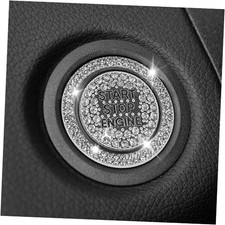 Push Start Button Cover Bling Car Accessories for Women Rhinestone Car White