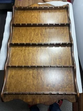 VTG Five Tier Wood Spoon Rack Wall Hanging Collector Spoon Display 50 Slots