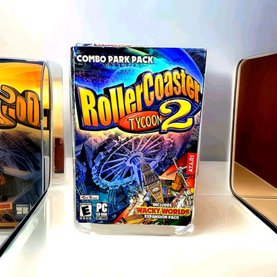 RollerCoaster Tycoon 2 PC Game + Wacky Worlds Expansion 2002 Original EA