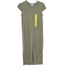 Jessica Simpson T-Shirt Midi Dress Cap Sleeve Size S Olive Green Heathered