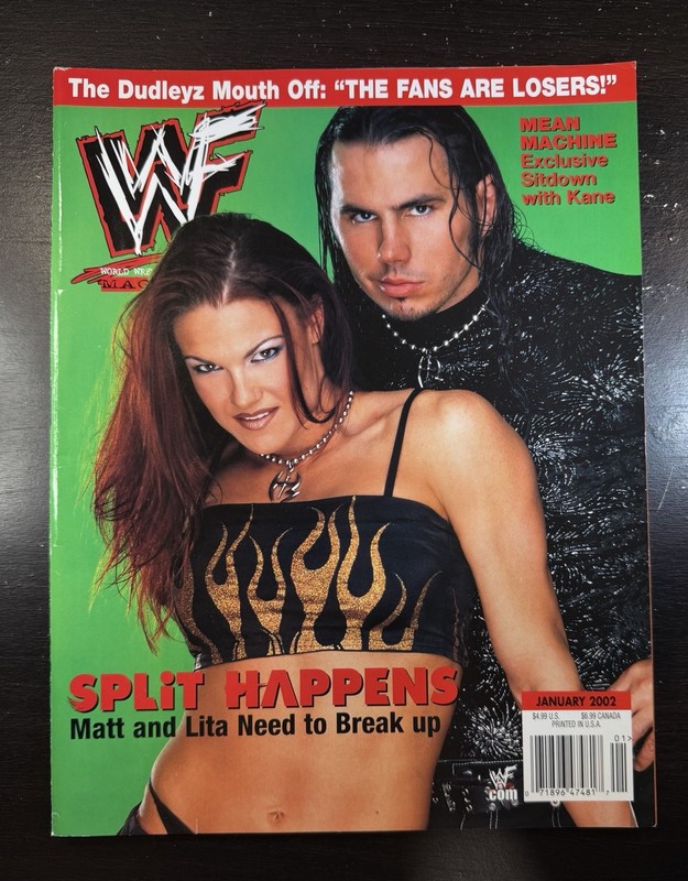 WWF Magazine Jan 2002 – Matt Hardy & Lita Cover – No Label – High Grade
