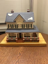 Lighted Christmas Village House on Wooden Base – Handcrafted Style Holiday Home