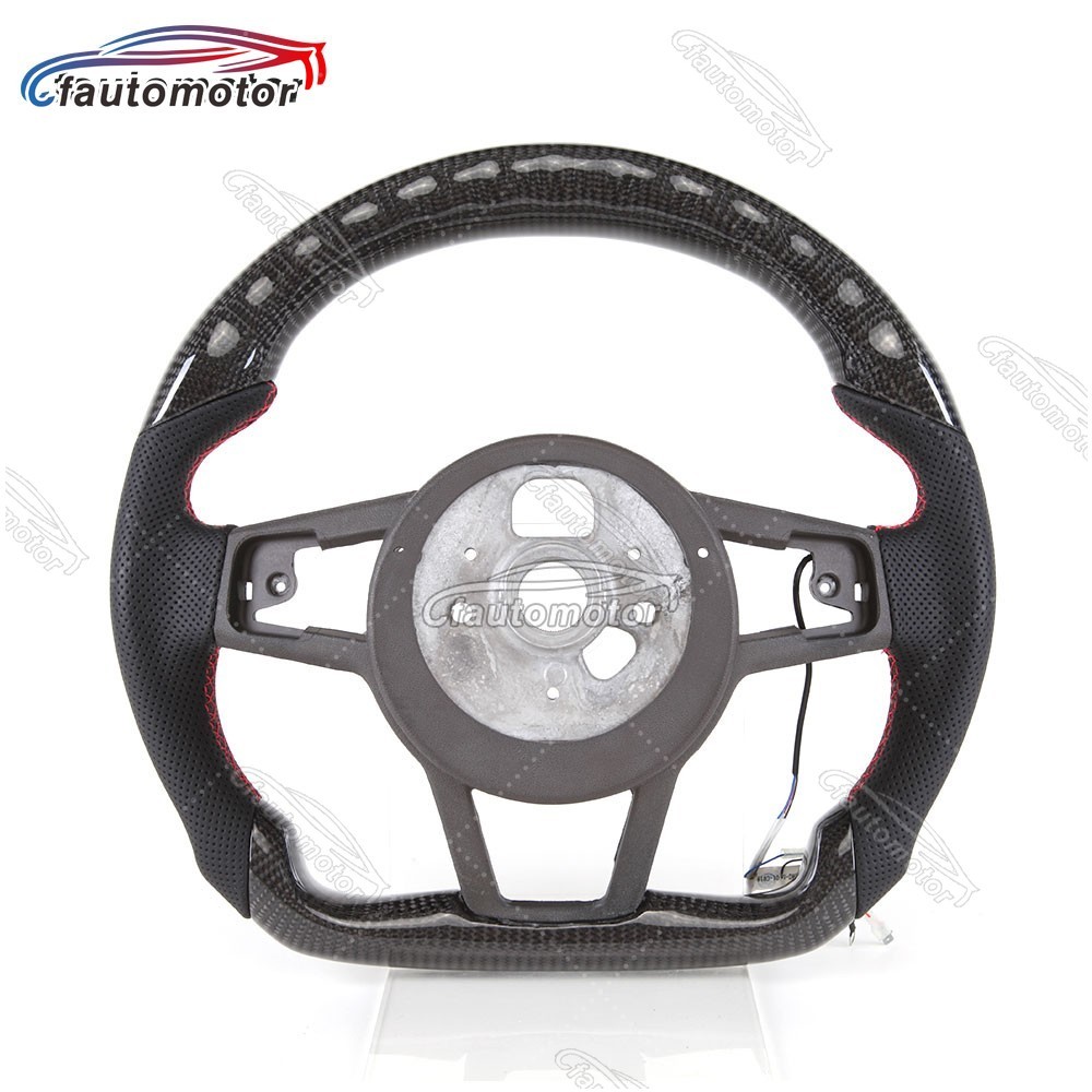 Real Carbon Fiber LED Steering Wheel Black Leather For Audi R8 TT TTS TTRS 16-23
