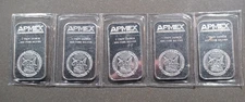 1 oz Silver Bars APMEX (Lot of 5 Bars in plastic) - Investment Quality