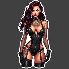 Pinup Girl Sticker Vinyl Decal Gothic Lingerie Tattoo Babe Dark Aesthetic