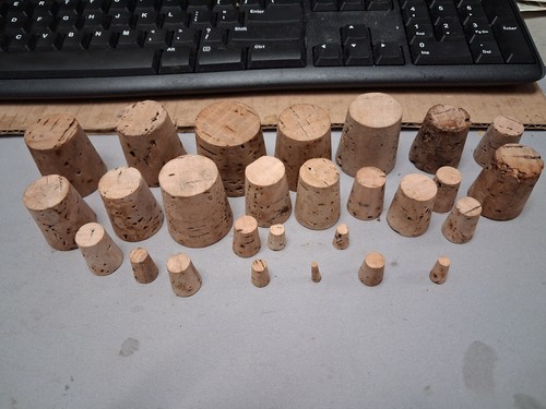 27 Vintage Mixed Natural Wood Cork Stoppers Lot Apothecary  Medicine liqour, etc