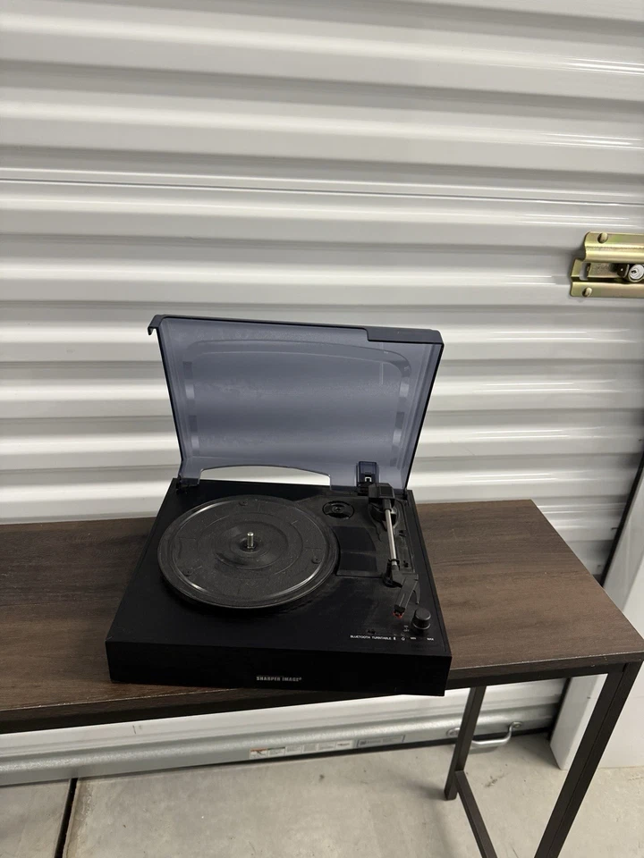 Sharper Image Turntable Record Player - Vintage Style with Dust Cover NOT TESTED - Image 2 of 4