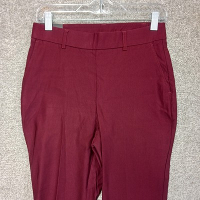 Rafaella Stretch Pants Womens 4 Red Windsor Wine Belt Loop Slash Pockets $89 New