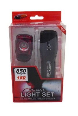 Cygolite Metro Plus 850 Lumen & Hotshot 180 USB-C Bike Light Set - Waterproof,