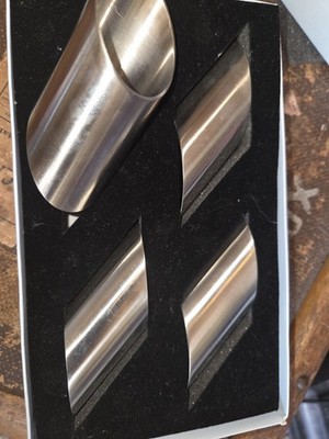 Sculptural Stainless Steel Napkin Rings Modernist Scandi Table Setting Boxed