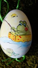 Janosch Thomas Frosch+Maus,!! Gänseei !!, Osterei, Ostern , ca.10 cm, handbemalt