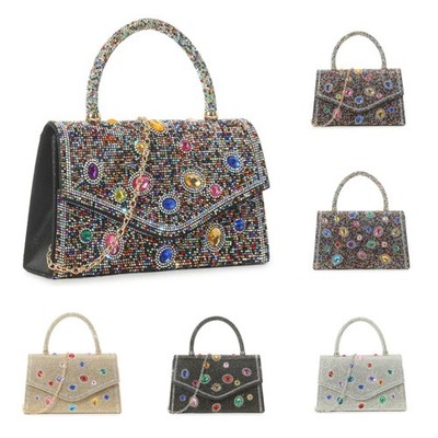 Damen Glitzer Glitzer Strass Clutch Tasche Damen Hochzeit Abend Handtasche