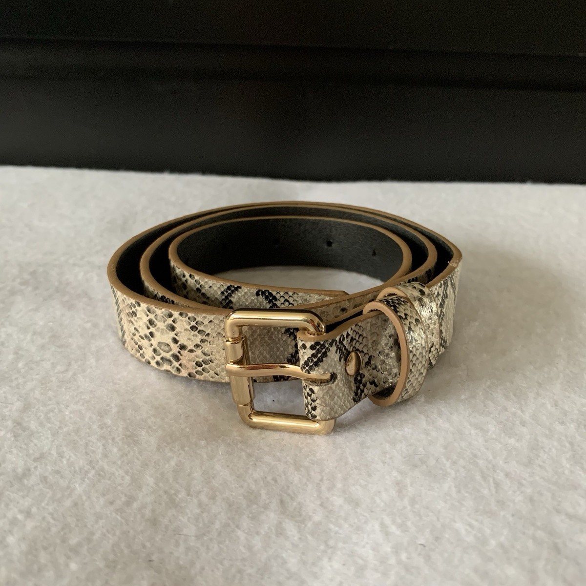 Women's Python Snake Skin Print Leather Belt Western Vintage Y2K