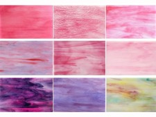 9 Sheets Stained Glass Sheet Pink and Purple Collection, 4 x 6 inch Stained G...