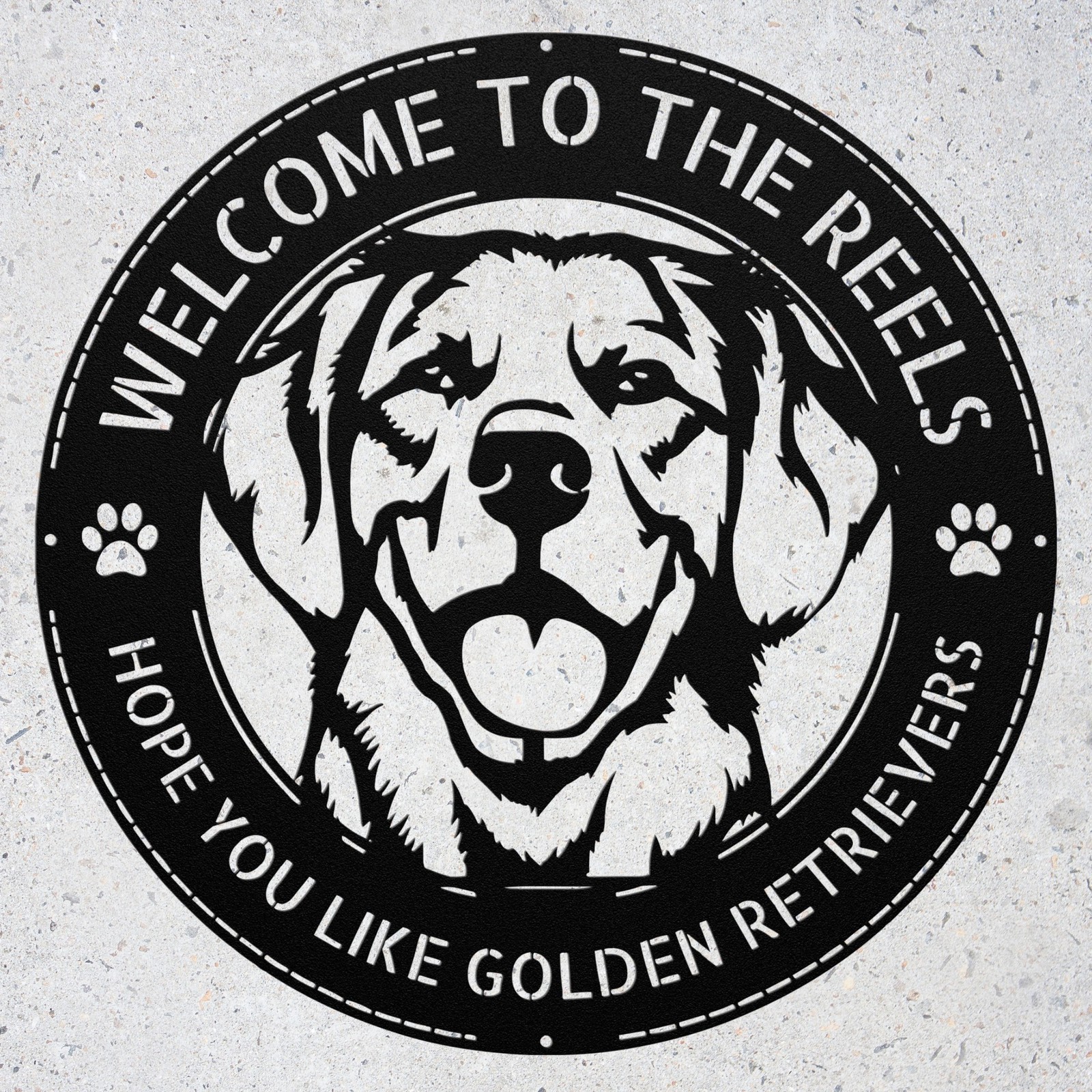 Custom Golden Retriever Welcome Metal Sign Family Name Dog Lover Gift